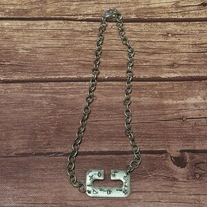 Silver Stamped Large Initial Fashion Necklace ‘C’ Southwest Country Arizona